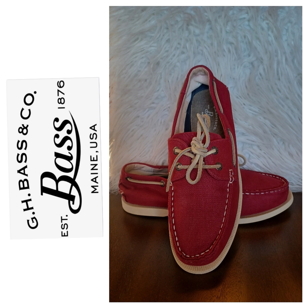 G.H. BASS CANVAS BOAT SHOES SZ: 9.5